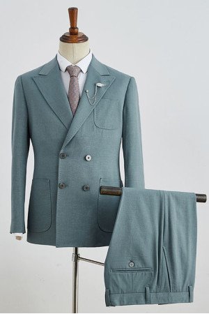 Stylish Peaked Lapel Double Breasted Business Suit For Men Stylish Peaked Lapel Double Breasted Business Suit For Men