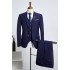 Chic Dark Blue Notched Lapel Two Button Best Fitted Business Suit