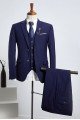 Chic Dark Blue Notched Lapel Two Button Best Fitted Business Suit