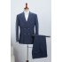 Stylish Blue Peaked Lapel Double Breasted Business Suit For Men
