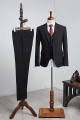 Classic All Black Three Pieces Notched Lapel Best Fitted Business Suit For Men