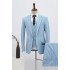 Hot Sky Blue Three Pieces Single Breasted Best Fitted Business Suit