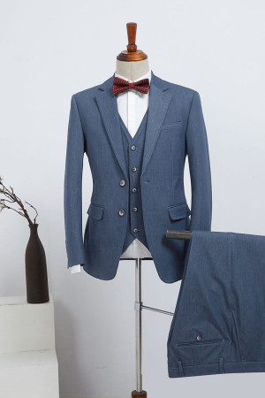 Brandon Bespoke Blue Three Pieces Best Fitted Business Suit Brandon Bespoke Blue Three Pieces Best Fitted Business Suit
