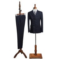 Cool Formal Black Striped Double Breasted Tailored Business Suit Cool Formal Black Striped Double Breasted Tailored Business Suit
