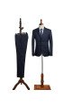 Modern Navy Blue Plaid Notched Lapel Two Button Best Fitted Business Suit