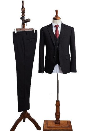 Latest All Black Three Pieces Notched Lapel Best Fitted Business Suit Latest All Black Three Pieces Notched Lapel Best Fitted Business Suit