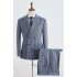 Stylish Blue Peaked Lapel Double Breasted Tailored Business Suit