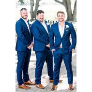 Bespoke Dark Blue Notched Lapel Men Suit for Groomsmen Bespoke Dark Blue Notched Lapel Men Suit for Groomsmen