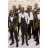 Olive Green One Button Best Fitted Shawl Lapel Wedding Groomsmen Suits