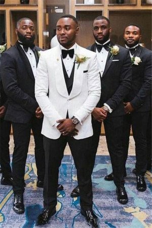 Owen Black Shawl Lapel Best Fitted Wedding Groomsuit  Owen Black Shawl Lapel Best Fitted Wedding Groomsuit