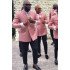 Fashion Pink Double Beasted Peaked Lapel Groomsmen Suits for Wedding