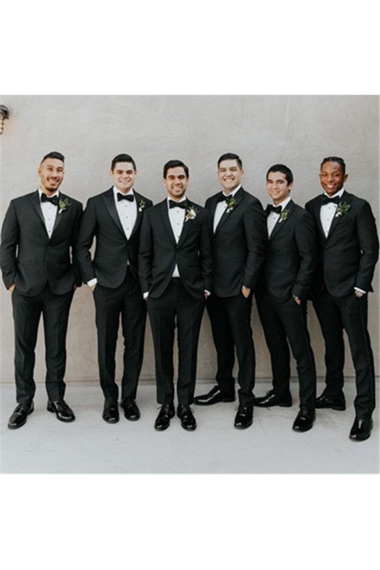 New Arrival Handsome Black Peaked Lapel Bespoke Men Suits for Wedding