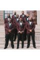 Newest Burgundy One Button Shawl Lapel Three Pieces Wedding Groomsmen Suits