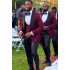 Newest Fashion Red Jacquard Three-Piece Shawl Lapel Wedding Groomsmen Suits