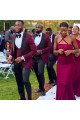 Newest Fashion Red Jacquard Three-Piece Shawl Lapel Wedding Groomsmen Suits