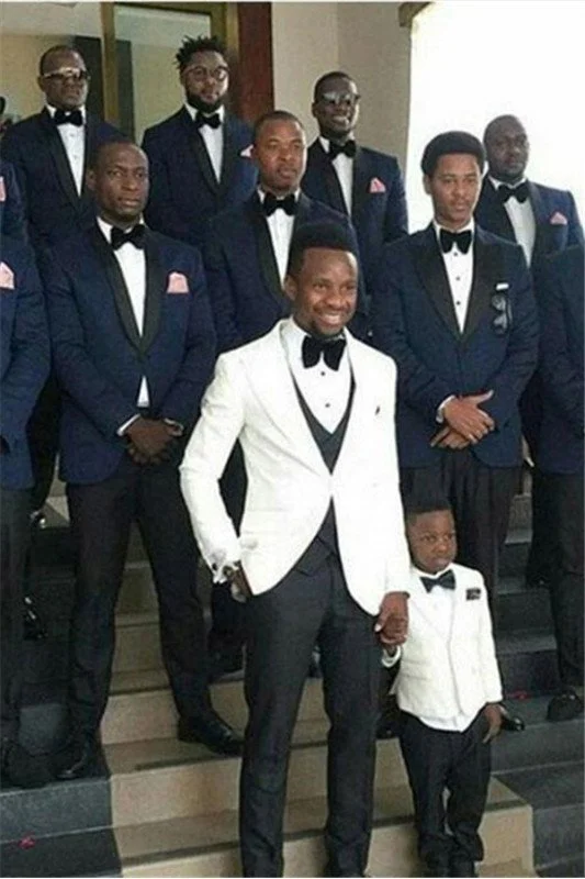 Bespoke Navy Blue Best Fitted Groomsmen Suits with Black Lapel Bespoke Navy Blue Best Fitted Groomsmen Suits with Black Lapel