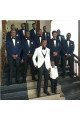 Bespoke Navy Blue Best Fitted Groomsmen Suits with Black Lapel