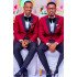 Cool Chic Red Peaked Lapel One Buttons Groomsmen Suit for Wedding