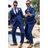 Bespoke Navy Blue Notched Lapel Fashion Wedding Groomsmen Suits