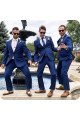 Bespoke Navy Blue Notched Lapel Fashion Wedding Groomsmen Suits