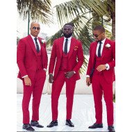 Red Best Fitted Peaked Lapel Wedding Groomsmen Suit with Three Pieces Red Best Fitted Peaked Lapel Wedding Groomsmen Suit with Three Pieces