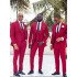Red Best Fitted Peaked Lapel Wedding Groomsmen Suit with Three Pieces