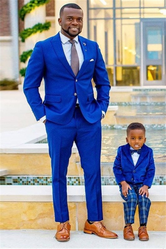 Royal Blue Peaked Lapel Best Fitted Wedding Groomsmen Suits