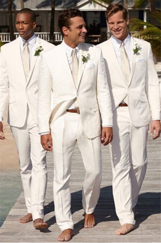 White Shawl Lapel One Button Chic Best Fitted Groomsmen Suits