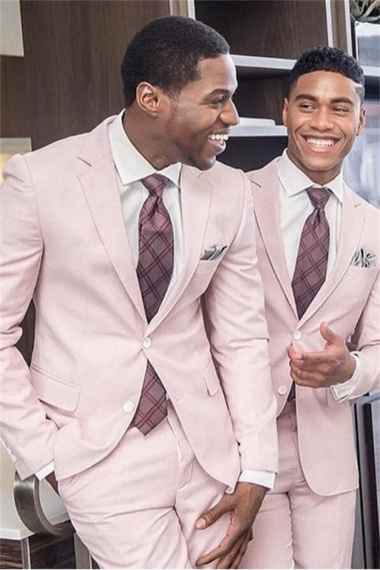 Nathaniel Fashion Blushing Pink Best Fitted Groomsmen Suits for Wedding