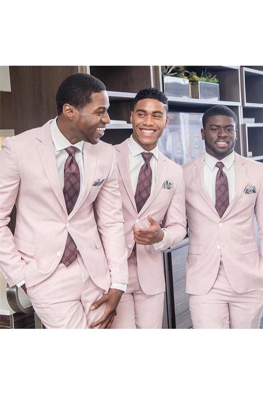 Nathaniel Fashion Blushing Pink Best Fitted Groomsmen Suits for Wedding