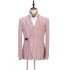 New Arrival Pink Striped Peaked Lapel Fitted Men Suits
