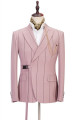 New Arrival Pink Striped Peaked Lapel Fitted Men Suits