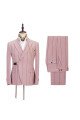 New Arrival Pink Striped Peaked Lapel Fitted Men Suits