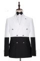 Stylish Slim Fit Simple White and Black Double Breasted Men Suits