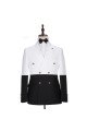 Stylish Slim Fit Simple White and Black Double Breasted Men Suits