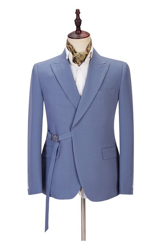 Preston Ocean Blue Peaked Lapel Best Fitted Men Suits for Prom