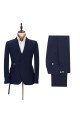 Stylish Slim Fit Navy Blue Peaked Lapel Men Suits