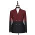 Bespoke Burgundy and Black Double Breasted Peaked Lapel Men Suits for Prom