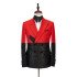 Latest Peak Lapel Bright Red Stitching Fashion Sparkle Black Chic Men Suit