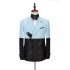 Fashion Sky Blue Stitching Sparkle Black Peak Lapel Two Pieces Men Suits