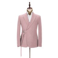 Bespoke Pink Men Suit for Prom | Buckle Button Formal Groomsmen Suit for Wedding Bespoke Pink Men Suit for Prom | Buckle Button Formal Groomsmen Suit for Wedding
