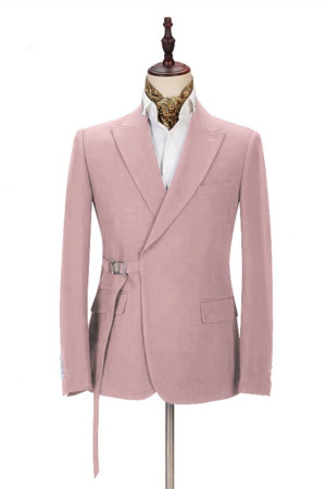 Bespoke Pink Men Suit for Prom | Buckle Button Formal Groomsmen Suit for Wedding Bespoke Pink Men Suit for Prom | Buckle Button Formal Groomsmen Suit for Wedding