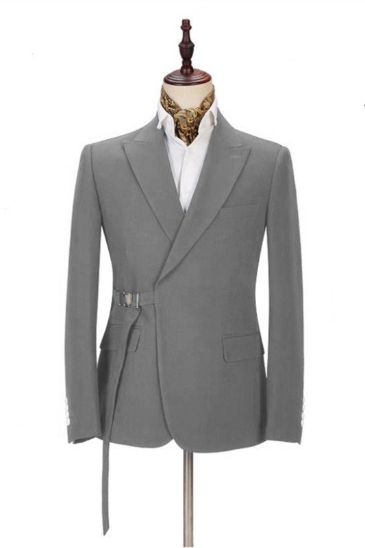 Classic Dark Gray Men Suit | Buckle Button Suit for Groomsmen