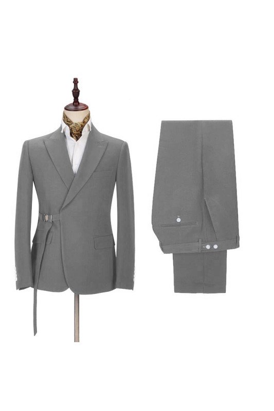 Classic Dark Gray Men Suit | Buckle Button Suit for Groomsmen