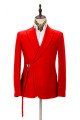 Chic Bright Red Men Formal Suit | Peak Lapel Buckle Button Casual Suit for Men