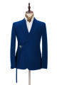 Latest Royal Blue Men Suit for Prom | Peak Lapel Buckle Button Groomsmen Suit