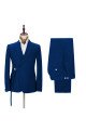 Latest Royal Blue Men Suit for Prom | Peak Lapel Buckle Button Groomsmen Suit