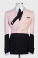 Handsome Pink and Black Double Breasted Peaked Lapel Men Suits