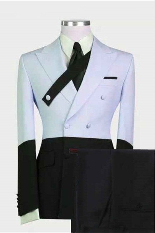 Devon Sky Blue Chic Close Fitting Peaked Lapel Prom Men Suits