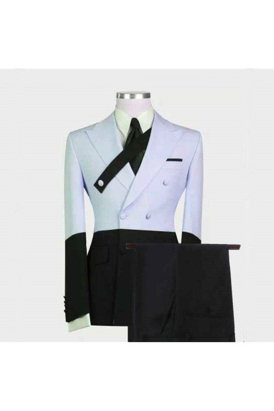 Devon Sky Blue Chic Close Fitting Peaked Lapel Prom Men Suits